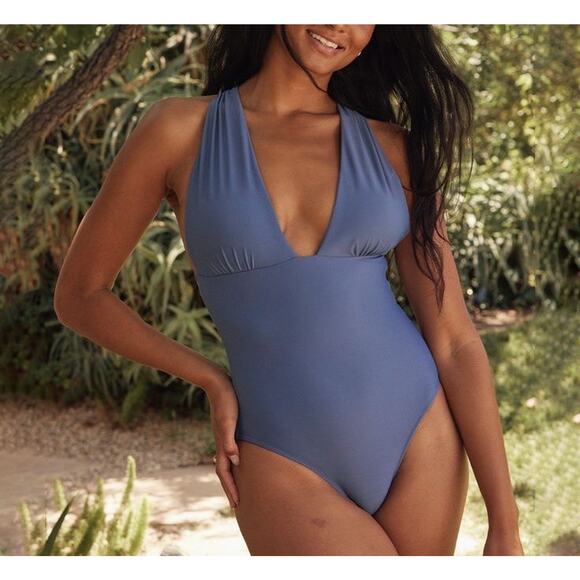 summersalt Other - Summersalt the Plunge One Piece Swimsuit Blue Size 10 V-Neck Cross Back